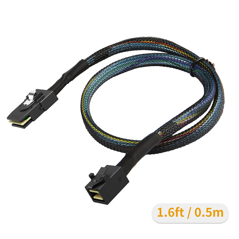 CableCreation Internal Mini SAS HD Cable, 1.6FT Mini SAS SFF-8643 to Mini SAS 36Pin SFF-8087 Cable, Mini SAS 36Pin to SFF-8643 Cable, 0.5M… Straight