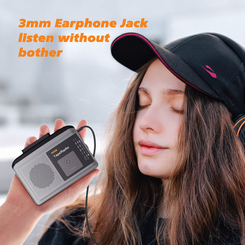 Portable Cassette Players, AM FM Radio Walkman Cassette Player, Built-in Speaker, 2AA Battery or USB Power Supply