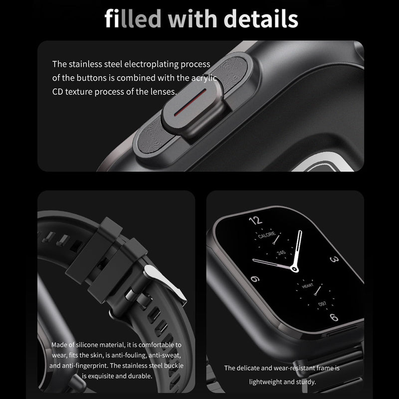 Zopsc Smart Watch with Earbuds, 2.01 Inch HD Touch Screen 2 in 1 Smartwatch for iOS for Android, Sport Fitness Tracker Watch with Bluetooth Earbuds for Men Women (Silver) Silver