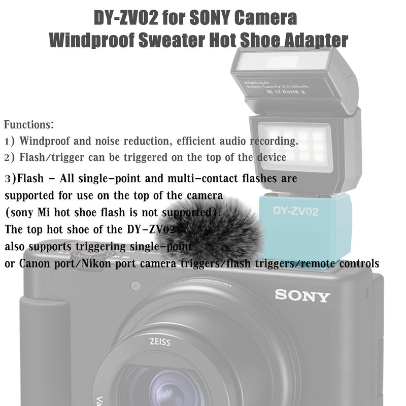 [AUSTRALIA] - Camera Hot Shoe Wind Muff Adapter Compatible with Sony Zv-1,Zv-1 Ii,Zv-E10,Av-E10M2 and Zv-E1 Accessories Multi-Functional Mic Flash Mount Compatible with External Flash Attachment(1PCS) DY-ZV02 1PCS 