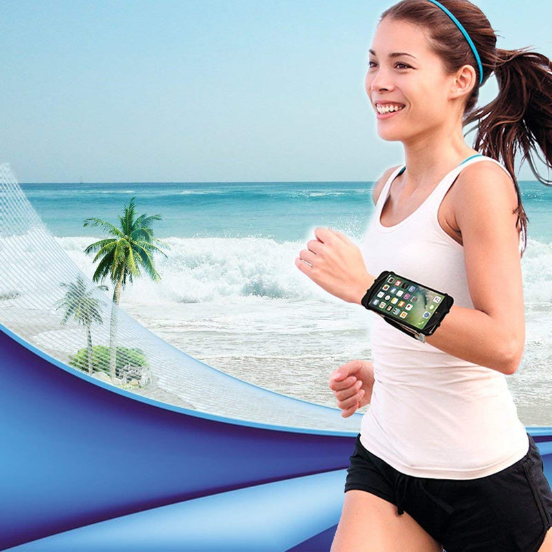 Wristband Phone Holder,HCcolo 360°Rotatable Universal Sports Wristband for iPhone X/8 Plus/8/7/6s,Galaxy S9 Plus/S9/S8 & Other 4”-6.5”Smartphone,Running Armband for Hiking Biking Walking (Wrist) Black