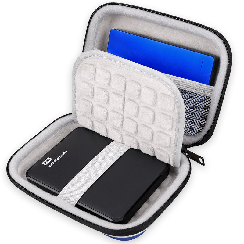 Lacdo Hard Drive Carrying Case for Western Digital WD My Passport Ultra WD Elements SE WD P10 Game Drive Portable External Hard Drive 1TB 2TB 3TB 4TB 5TB USB 3.0 2.5 inch HDD Travel Storage Bag, Blue