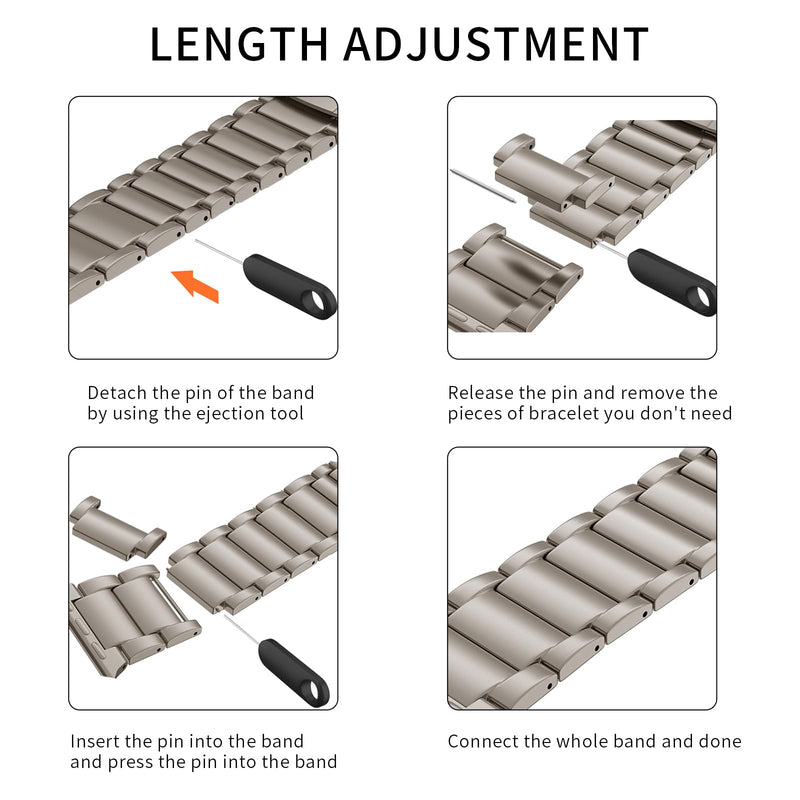 Titanium Metal Band Strap for Fitbit Versa 4 3 &Sense 2 1 Accessory | 40% Lighter than Steel,Hypoallergenic,Corrosion Resistant,Durable,Fits wrist 5.9"-8.6",Length Adjustable,Secure Clasp,for Men Sliver 20mm