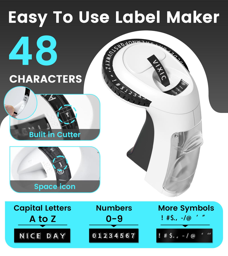 [AUSTRALIA] - Embossing Label Maker Machine with Tapes, Vintage Manual Label Maker Embossed, Retro Punch Emboss Labeler with 1 Rolls 3D Embosser Tapes Waterproof for Home Kitchen DIY Crafting Kids, Black 1 Embosser with 1pk tapes 