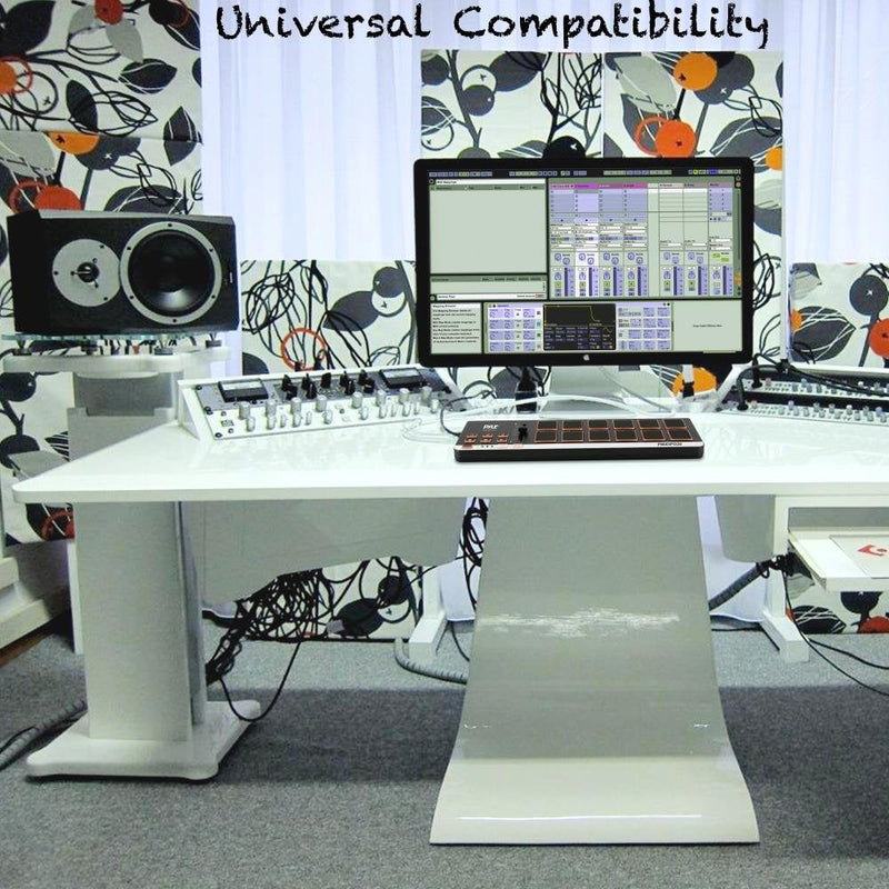 USB MIDI Controller Drum Pad - Upgraded Mini Portable Beat Maker Workstation Equipment w/12 Drum Pads, DJ Fader Slider & Transport Buttons - Control any DAW Software Kit - Pyle PMIDIPD20_0