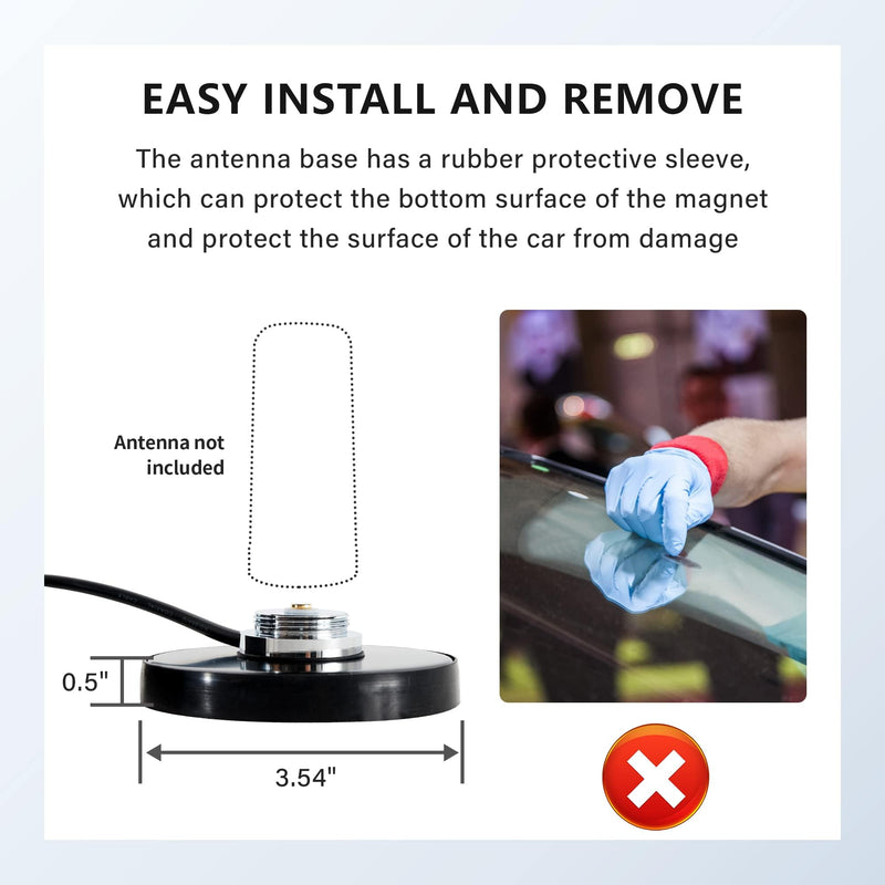 [AUSTRALIA] - Anina NMO Antenna Magnetic Base Mount 16.4 FT RG58 Coaxial Cable PL-259 Plug with NMO Antenna Mounting Cap for CB Ham GMRS Radio Marine Two Way Radio 