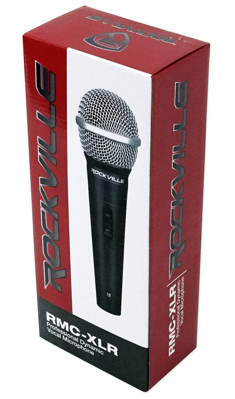 [AUSTRALIA] - Rockville RMC-XLR Wired Dynamic Microphone, Full Metal Body, M-56 Cartridge, (2) 10 Ft OFC Cables, Mic Clip & Case, for DJs, Karaoke, and Live Performances 