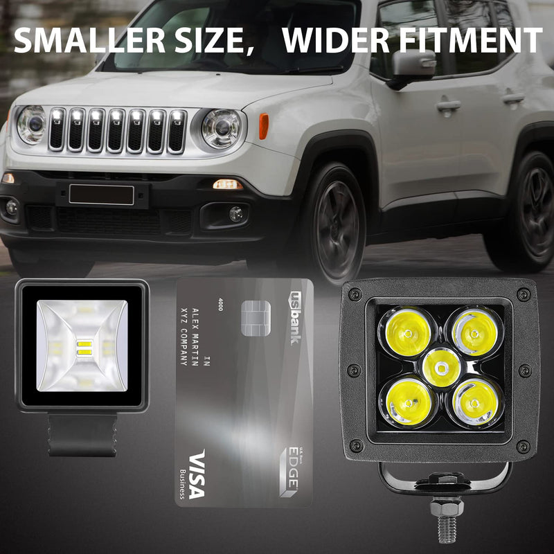 [AUSTRALIA] - 2 Inch LED Pods with DRL, LTEODCHEW 2PCS Screwless 5,000LM Flood Beam Motorcycle Auxiliary Scene Reverse Ditch Camp Work Back up Lights for Motorcycle Trucks Tacoma —— Flood 2 Inch Flood 