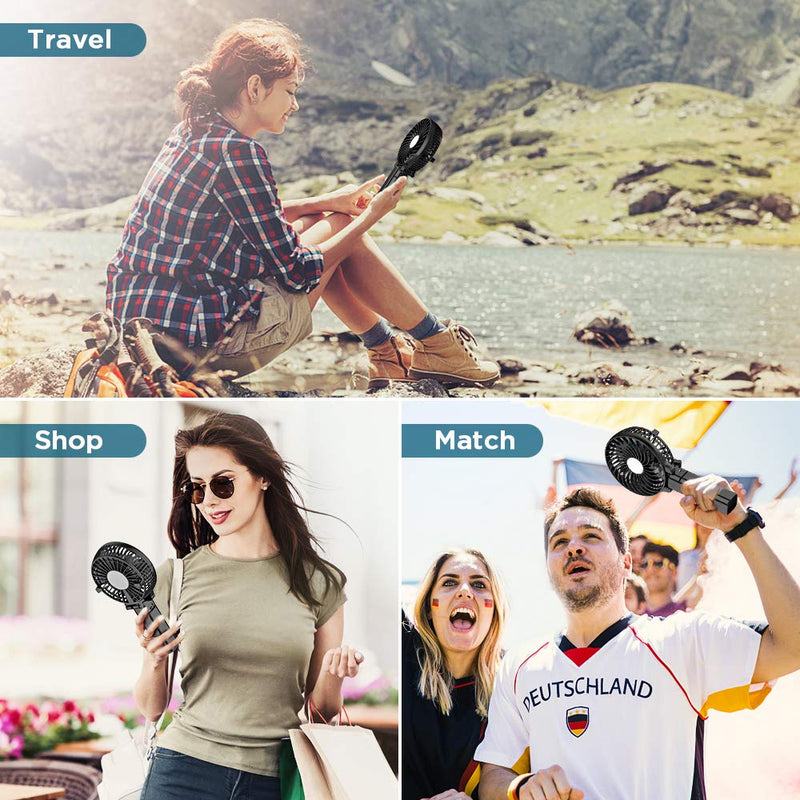 Mini Handheld Fan, EasyAcc USB Desk Fan Small Personal Portable Hand Fan Table Fan with Rechargeable Battery Operated Cooling Folding Electric Fan 3-10H Working Hours for Travel Office Outdoor- Black 3-10 Working Hours