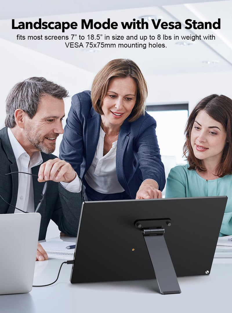 UPERFECT Portable Monitor VESA Stand with Hand Screw for 7-18.5 inch | Freestanding VESA Monitor Desk Mount with Swivel/Tilt/Rotation, Fits Screen with M3/M4*75MM