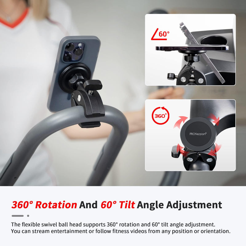 Phone Holder Mount Magnetic Accessories: Fitness Equipment Gym Motorcycle Handlebar, Exercise Bike, Treadmill, Stroller, Cart, for Magsafe iphone 15 14 13 12 Plus Pro Max & All Phone Stand Clamp Gym Mount