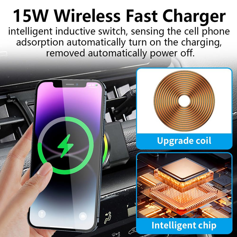 Car Magnetic Phone Mount for 2019-2025 Toyota RAV4 XLE Premium Adventure TRD Off-Road Limited & RAV4 Hybrid XSE Limited,RAV 4 Prime XSE Auto Accessories Fast 15W Wireless Charger Holder 2019-2025 RAV4 High config, with air volume button