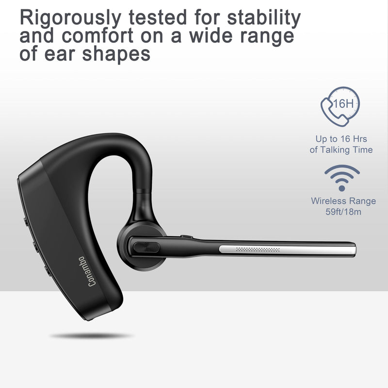 Conambo K10C&K21 Bluetooth Headset, Wireless Bluetooth Earpiece with CVC8.0 Dual Mic Noise Canceling 16 Hrs Talking Time for Truck Driver iPhone Android Cell Phones