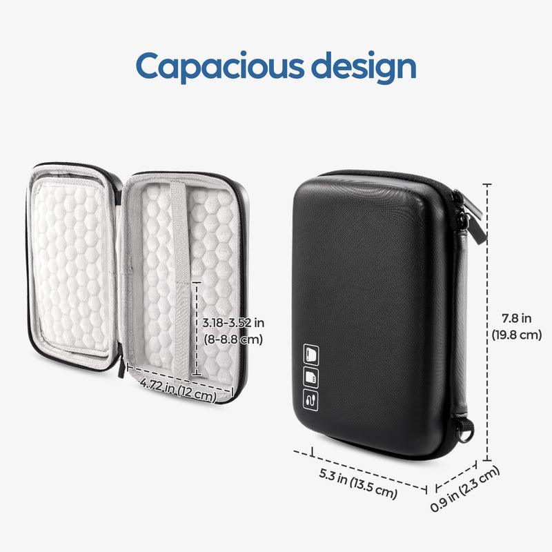 ProCase Hard Drive Case for Canvio Basics Western Digital WD Elements My Passport Seagate Portable Backup Plus Slim 1TB 2TB 3TB 4TB USB 2.5, Portable External Hard Drive Case for 2 Hard Drives -Black