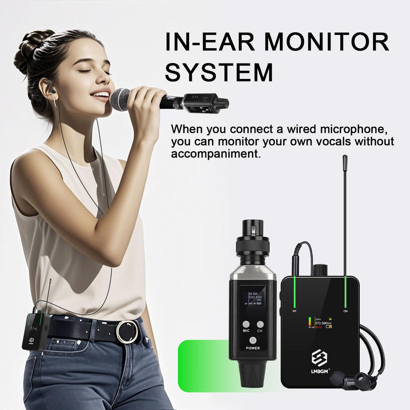 AR9 UHF Mono Wireless in-Ear Monitor Pro System Transmitter and Beltpack Receiver for Studio, Band Rehearsal and Live Performance (AR9-1-BK) AR9 Pro-1