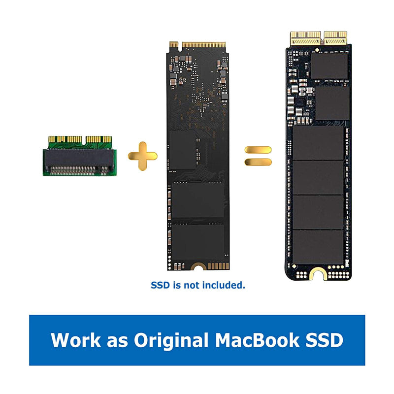 M.2 NVME SSD Convert Adapter, 12+16pin M.2 NGFF M-Key SSD Convert Card for MacBook Air Pro Retina Mid 2013 2014 2015 2016 2017, NVME AHCI SSD Upgraded Kit for A1465 A1466 A1398 A1502 Green