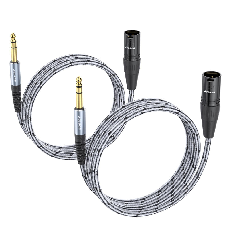 1/4 Inch TRS to XLR Male Cable, Balanced 6.35mm TRS Plug to 3-pin XLR Male, Quarter inch TRS Male to XLR Male Microphone Cable, 6.6 Feet 2 Pack 1/4 TRS Male to XLR Male 6.6 Feet - 2 Pack
