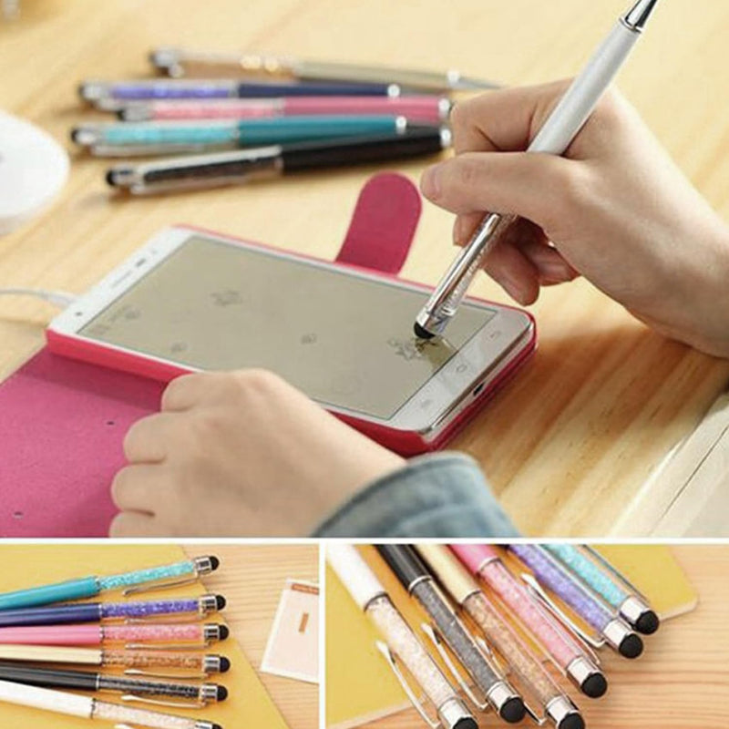 Crystal Stylus Pen, 2 in 1 Ballpoint Pen with Tip for Touch Screens, Purple | 2 in 1 Design, Stylus Tip, Ballpoint Writing, Slim Crystal Barrel, Pocket Clip for Women & Men Light Purple