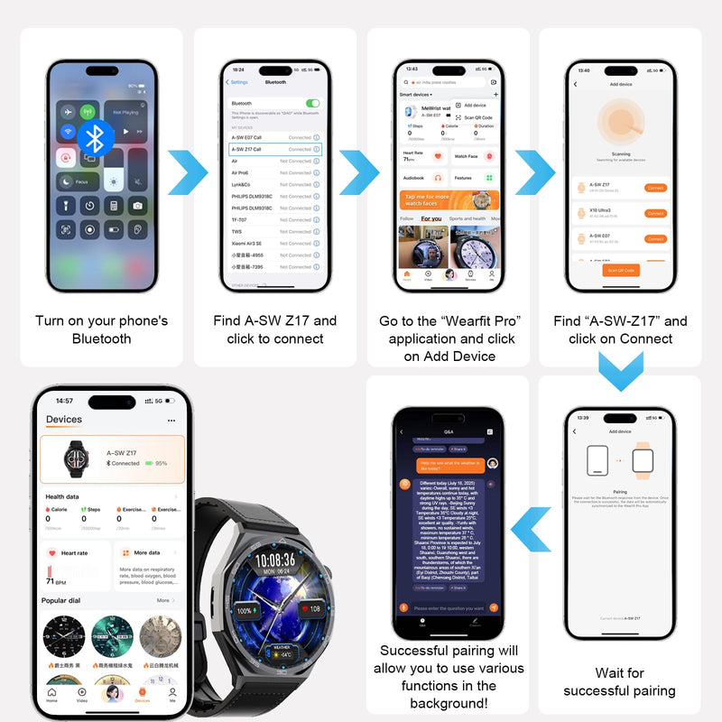AOC Smartwatch Fitness Sports Watch 1.43 AMOLED HD Touchscreen, AI GPT, Bluetooth Call, Voice Assistant‌, Heart Rate & Sleep Tracking Monitoring, IP67 Waterproof for Men & Women Black