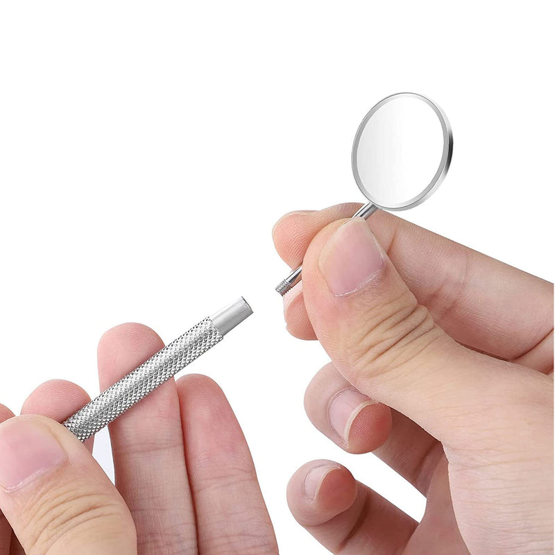 KINZIO Dental Mouth Mirror Mouth Tooth Mirror Inspection Mirror Curve Angle Dentist Oral Care Mouth Control Extension Tool Also Suitable for Eyelash Extensions (Silver) Silver