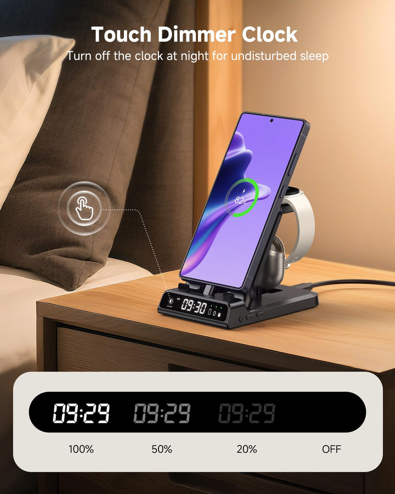 25W USB C Fast 3-in-1 Foldable Charging Dock for Samsung Phone Watch & Buds | 25W Fast Charging, for Galaxy S26/S25/Z Flip 8/Fold 8/A57/A36, for Galaxy Watch Ultra/8-5, USB C Buds, SwanScout 701S