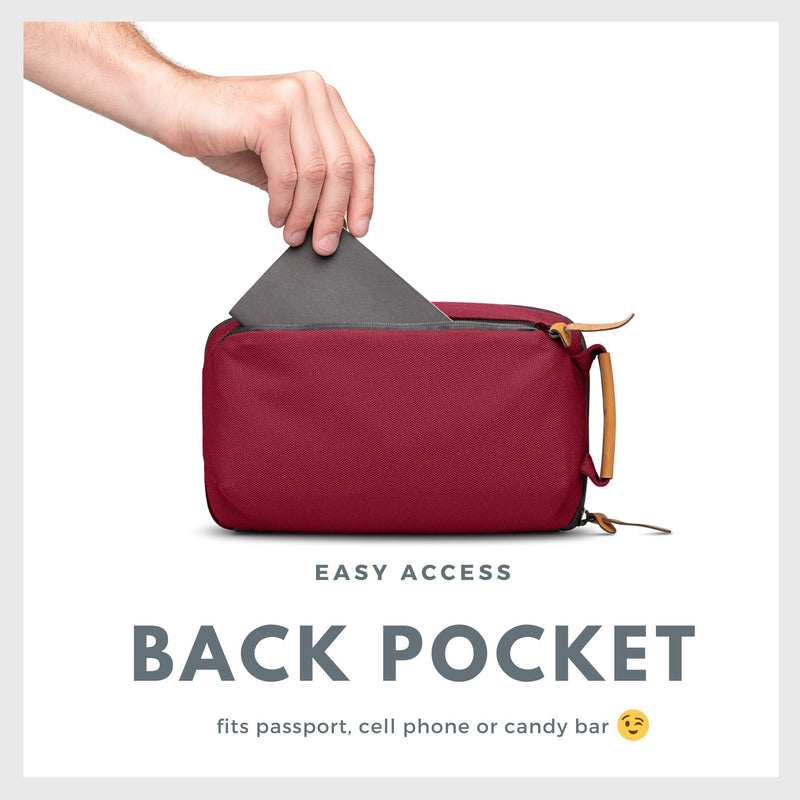 Tech Bag Organizer - Small Electronics Organizer Pouch for Travel - Premium Travel Case with Leather Accents - Mesh Pocket for Cables, Cords and Chargers (Red) Red