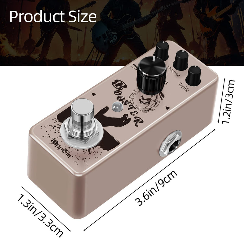 Pure Boost 20dB+ Clean Boost Pedal - ±15dB 2-Band EQ, Metal Enclosure, True Bypass for Guitar/Bass