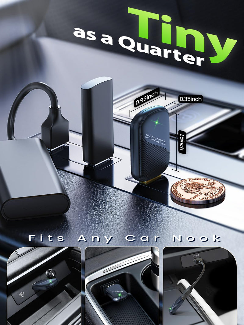 [AUSTRALIA] - Mini Wireless CarPlay & Android Auto Adapter for iPhone & Android Phone (2026 Upgrade), No Lag, Fast Stable Connection, Converts Wired to Wireless CarPlay Dongle for 2016+ Cars, USB-A&C Port Blue 