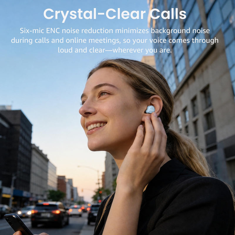 TOZO NC9 Hybrid Active Noise Cancelling Wireless Earbuds, 60H, LED Display | 6 Mic ENC Clear Calls, Deep Bass Sound, IPX8, in Ear Bluetooth 5.3 Headphones,32 EQs via APP,Comfort Fit Ear Buds,Light Blue Dusty Blue