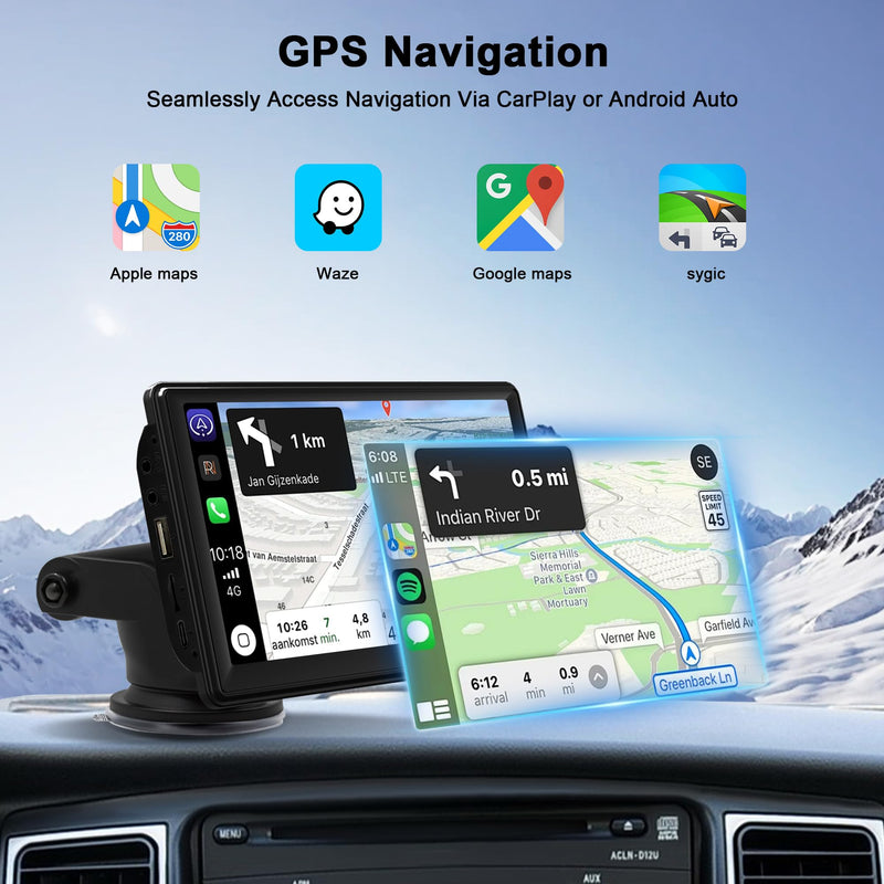 7" Car Radio Stereo with Wireless Carplay & Android Auto: Double Din Car Audio Support FM/MP3/Bluetooth/USB/Aux Input For All 1G