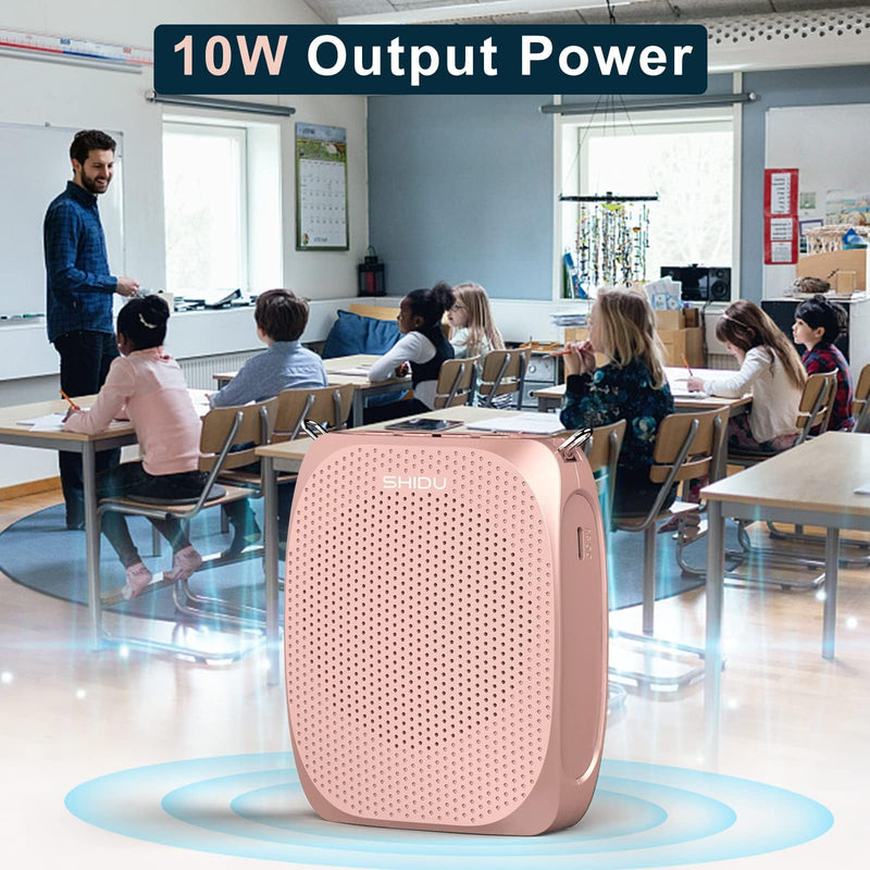 [AUSTRALIA] - SHIDU Voice Amplifier Teachers,Megaphone Speaker Portable PA System with Microphone Headset(Work of 12hours) Supports MP3 Format Audio for Tour Guides Coaches Yoga Fitness Instructors Rose-Gold 