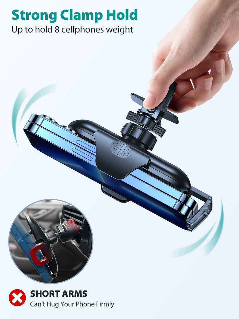 VICSEED 2026 Upgrade Ultra Stable Car Phone Holder Mount [Never Fall Off & Won't Break] Universal Air Vent Phone Mount for Car Easy Clamp Phone Holders for Your Car for iPhone 17 Pro Max 16 15 14 13 Black