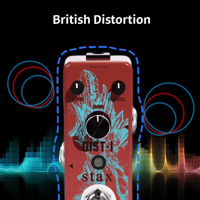 Stax Vintage British Distortion Pedal - Classic UK-Inspired Overdrive & Crunch for Guitar High Gain Tube Amp Tone True Bypass. British Dish