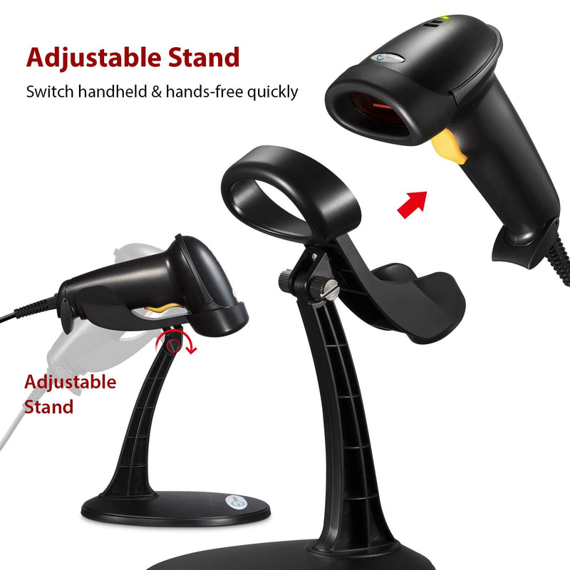 [AUSTRALIA] - Esky Barcode Scanner with Stand, Wired Handheld Bar Code Scanner with Adjustable Stand, Automatic 1D USB Laser Scanner Support Windows/Mac/Linux for Store, Supermarket, Warehouse, Library 1 Pack 