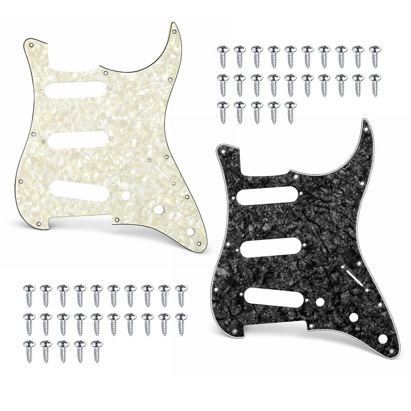 [AUSTRALIA] - 2 Pack Guitar Pickguard SSS 11 Hole for Stratocaster Replacement, 3 Ply Electric Guitar Scratch Plate with Pure Aluminum Foil Shielding, Modern Style Backplate, Fits US/Mexico Standard Strat 