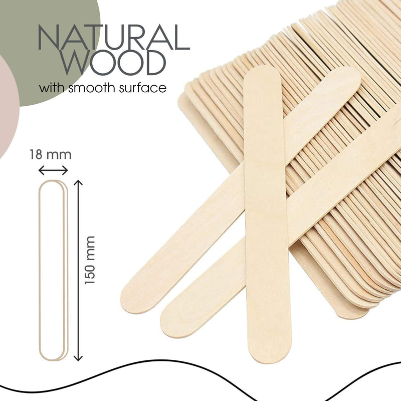 Medrull Wooden Mouth Depressors Pack of 100, 1.8 cm x 15 cm Individually Packed in Paper Bag for Applying Ointments or Waxes for Medical Purposes to Examine the Mouth and Throat Space 1.8cm x 15cm (100 Stück Einzeln verpackt)