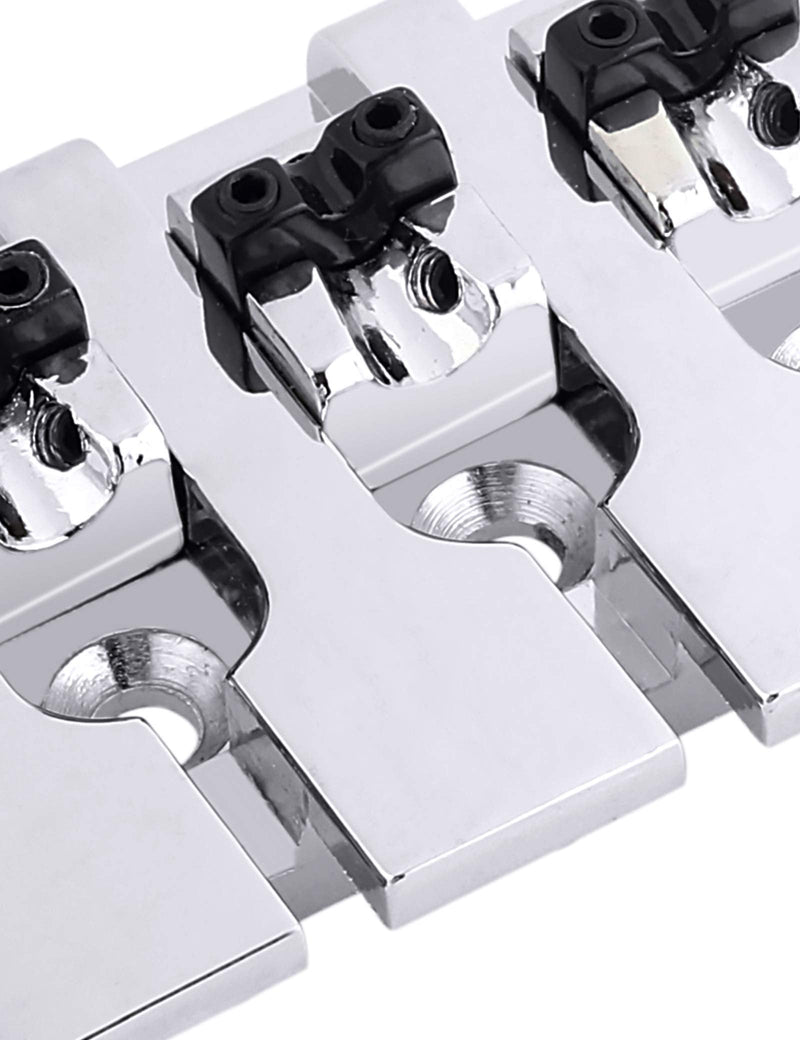4 string Bass Bridge Adjustable Saddles Tailpiece Top Load with Screws for Electric Jazz Bass P Bass Parts Chrome.
