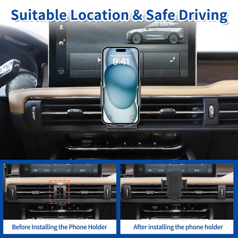 Car Phone Mount for Lincoln Corsair 2020-2025 Phone Holder Navigation，Fit for Cellphone Mobile Cradle Auto Accessories Bracket Anti-Shake，360 Degree Rotation，Compatible for All Cell Phones