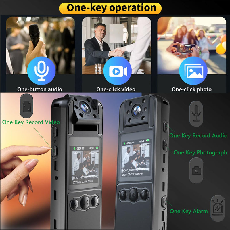 [AUSTRALIA] - Body Camera with Audio and Video Recording, HD 1080P Body Cam with 180° Rotating Lens, 6HR Battery, Night Vision, 32GB Body Worn Camcorder, for Personal Civilians, Police Law Enforcement 