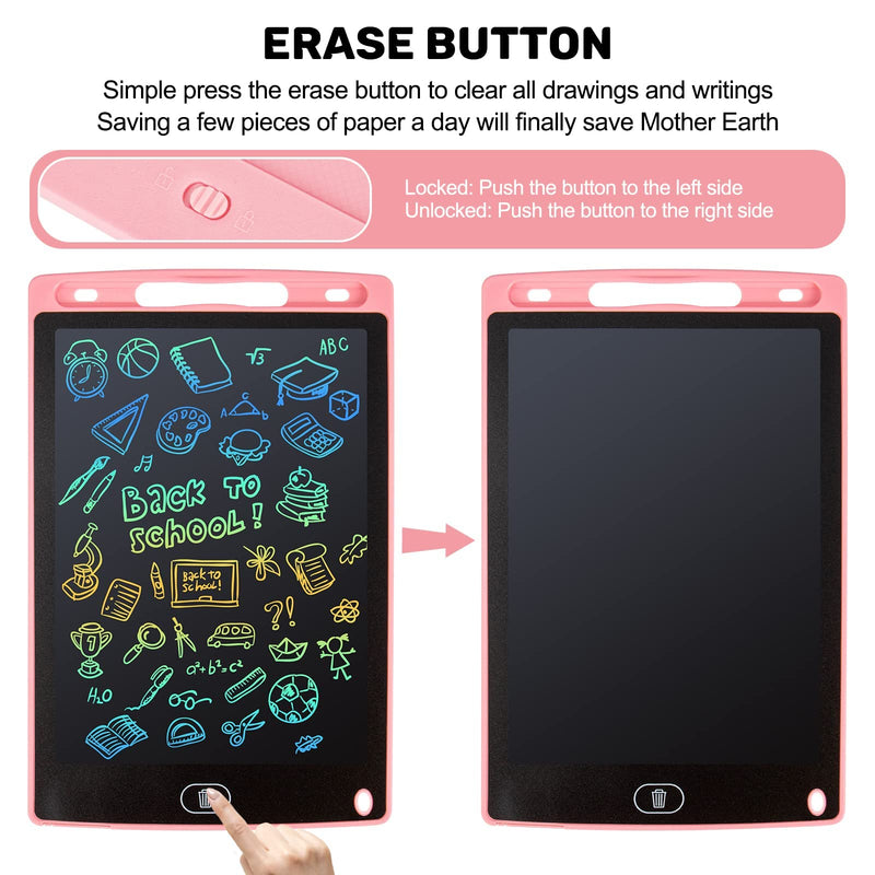 LCD Writing Tablet, 2 Packs Drawing Pads for Kids 3 4 5 6 Years Old 8.5 Inch Colorful Lines Doodle Scribble Boards Educational Toys for Boys Girls Pink+Blue