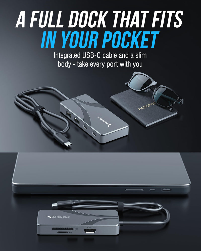 SABRENT OMNIPORT 7S USB-C Hub 7-in-1, 4K HDMI, 100W PD (HB-TG7S) | SD/microSD reader; 3x 10Gbps USB-A & USB-C; 4K@60Hz HDMI; 100W PD; MacBook, iPad, Steam Deck