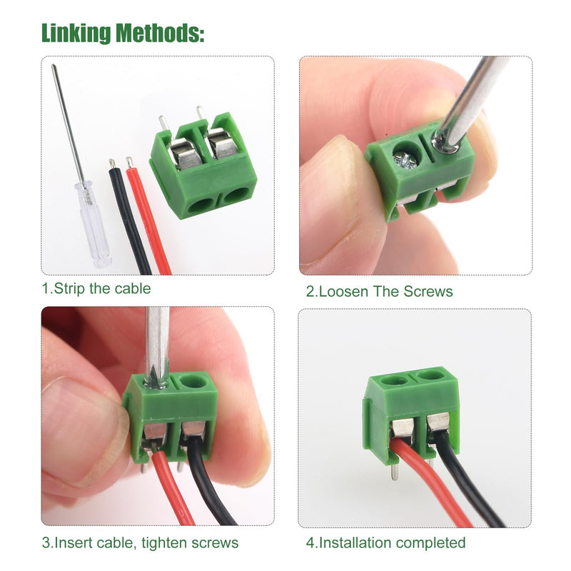 YIXISI PCB Mount Screw Terminal Block, 5 mm 2 Pin / 3 Pin / 4 Pin Screw Terminal Connector for Arduino DIY Project (85 x 2 Pin, 10 x 3 Pin, 5 x 4 Pin, Green) 2P+3P+4P