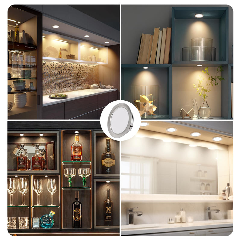 YindaLux Set of 3 LED Recessed Spotlights 230 V 3 W 3000 K Warm White Ultra Flat 300LM Bore Hole 55-58 mm and 15 mm Flat IP44 Furniture Recessed Light for Mirror Cabinet Brushed Nickel 3 Stück Brushed Stainless Steel 3000 K