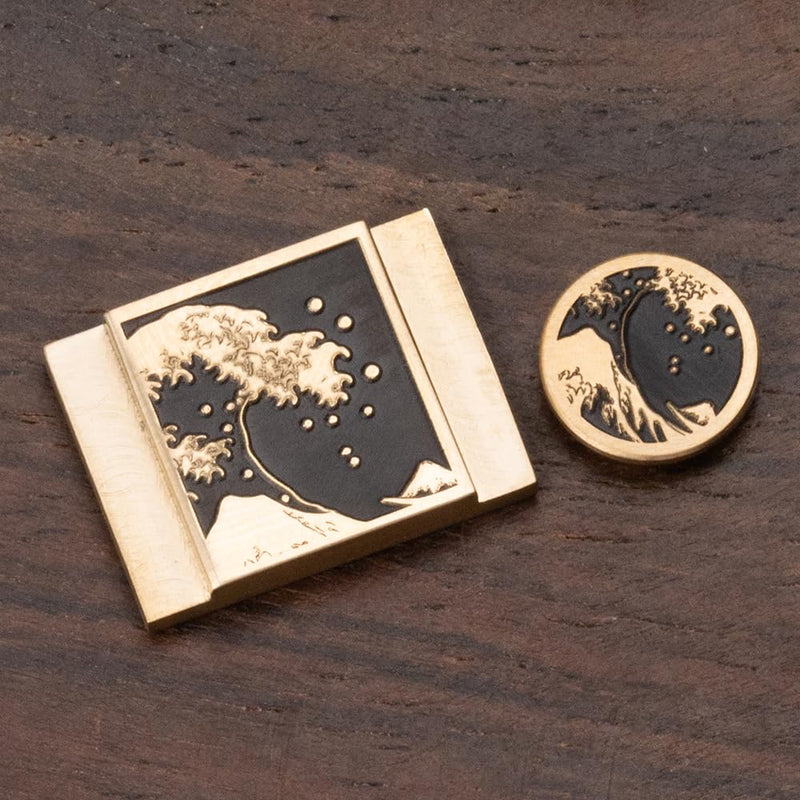 Kanagawa Wave Pattern Camera Hot Shoe Cover Shutter Button for Sony A1 A7C A7CR A7CII A7R A7M2 A7M3 A6700 A6600 A6500 A6400 A6300 (Copper Alloy-Set) Copper Alloy-Set