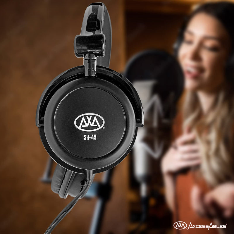 AxcessAbles On-Ear Closed-Back Studio Headphones | DJ Headphones with 6ft Cable and 1/4-inch Jack Adapter | 38mm Neodymium Driver Swiveling Cups| Guitar Practice Headphones | Recording Headphones 1 Recording Headphones