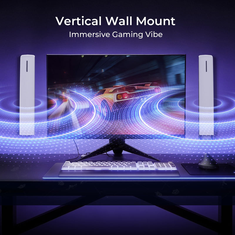 Sound Bar for Smart TV, 90W Soundbar with Bluetooth/ARC/Optical/AUX Connect, Auto Volume Boost, 3 Equalizer Modes, 2 in 1 Detachable Soundbar for TV for TV/PC/Gaming/Projectors White and Black