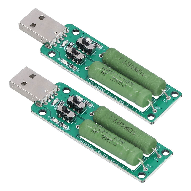 Eujgoov USB Load Tester Power Bank Discharge Resistor 5 V 1 A / 2 A / 3 A Switchable Load Resistor Discharge Ageing Resistance Electronic Load Detector Pack of 2