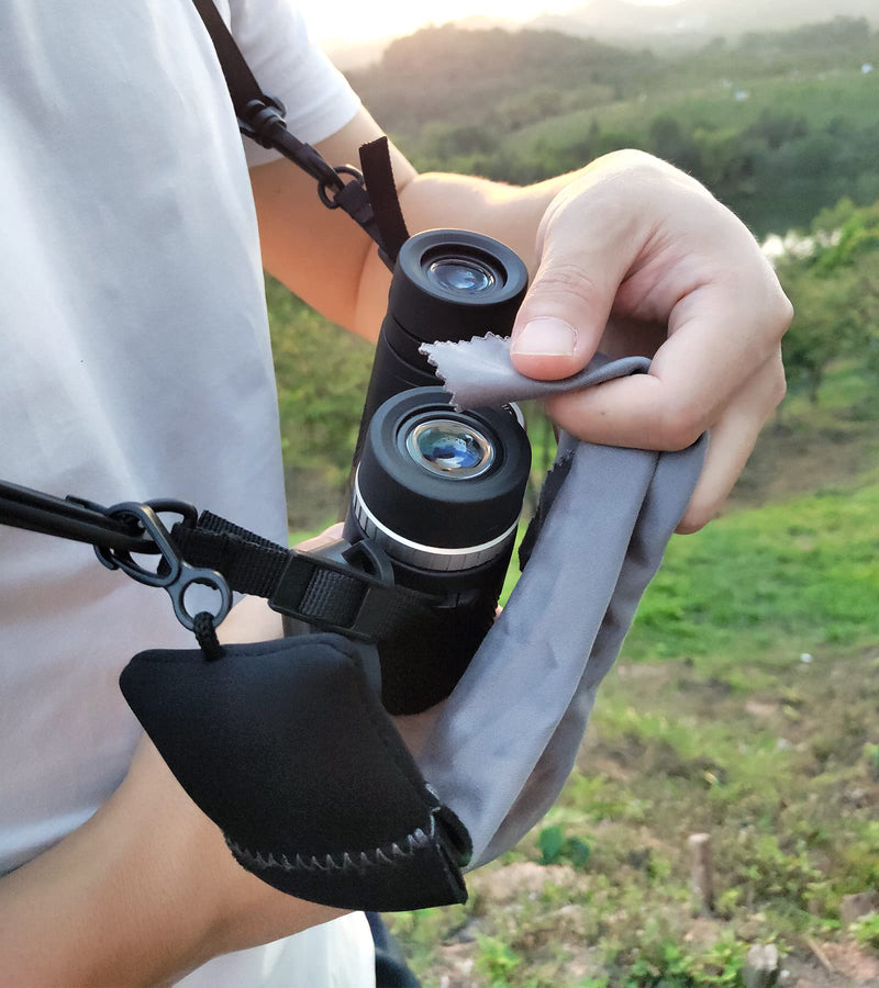 GAIARENA Binocular Harness Strap, Bino Harness with Microfiber Lens Cleaning Cloth for All Size Binoculars & Camera(Camo) Camo
