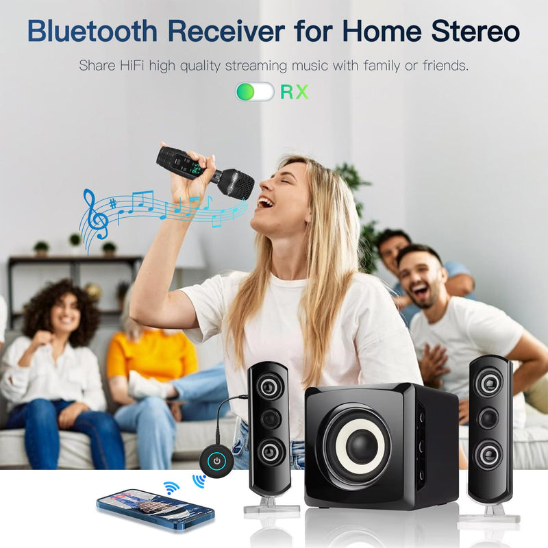 [AUSTRALIA] - BANIGIPA Bluetooth 5.3 Transmitter Receiver, 2-in-1 Wireless Transmitter Receiver for TV/Airplane/Home Stereo/Speakers/Headphones/Car, Audio Adapter w/3.5mm AUX/RCA Jack, Dual Link, Low Latency, 16H 