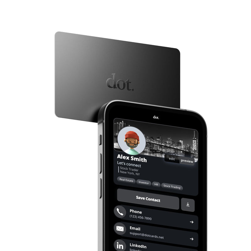 dot. Pack - Digital Business Card Starter Pack - Tap to Share - iPhone & Android (Black)